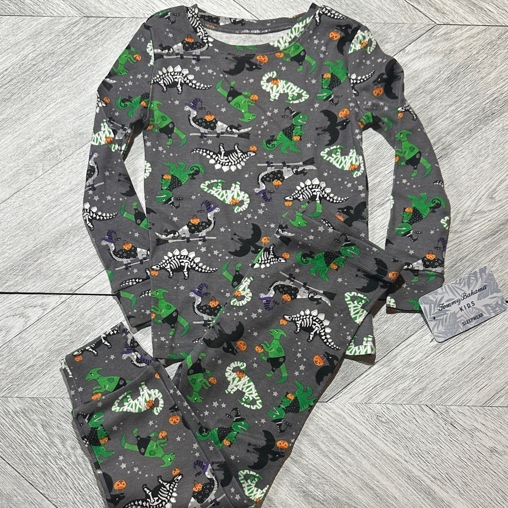 Tommy Bahama Kids Dinosaur Pajama Set - Gray and Green